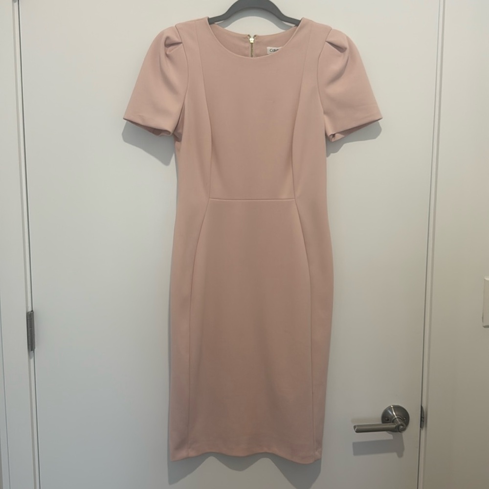 Calvin Klein Dusty Blush Midi Sheath Dress